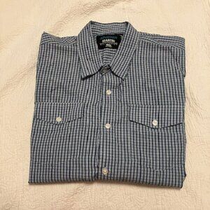 Jonathan Martin Men's Blue and White Checkered Button Down Shirt